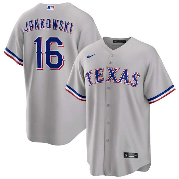 Men's Texas Rangers #16 Travis Jankowski Gray Cool Base Stitched Baseball Jersey